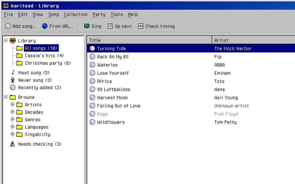Add a Song, from the toolbar to Finish